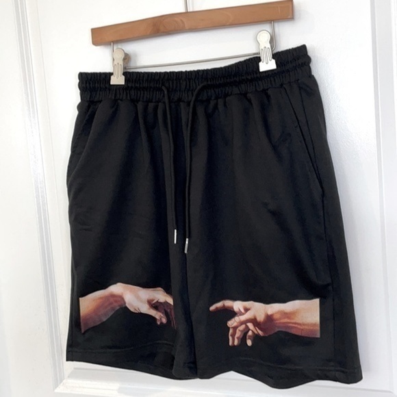 SHEIN | Women’s SHEIN Hands Graphic Drawstring Black Shorts Size Small. - Picture 1 of 6